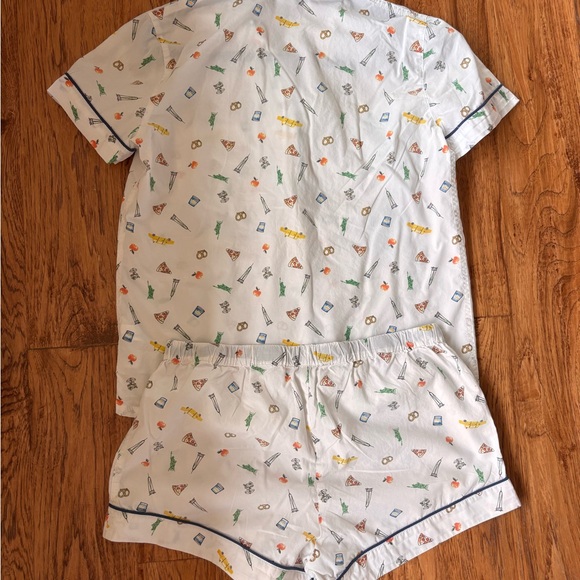 J. Crew Pajama Set - White with Fun NYC Multicolor Icons - Picture 4 of 8